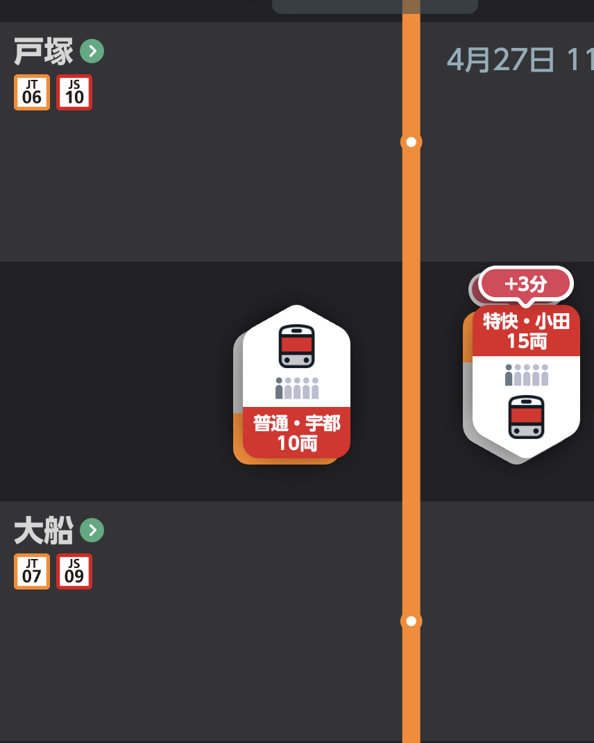 JR東日本アプリの列車走行位置