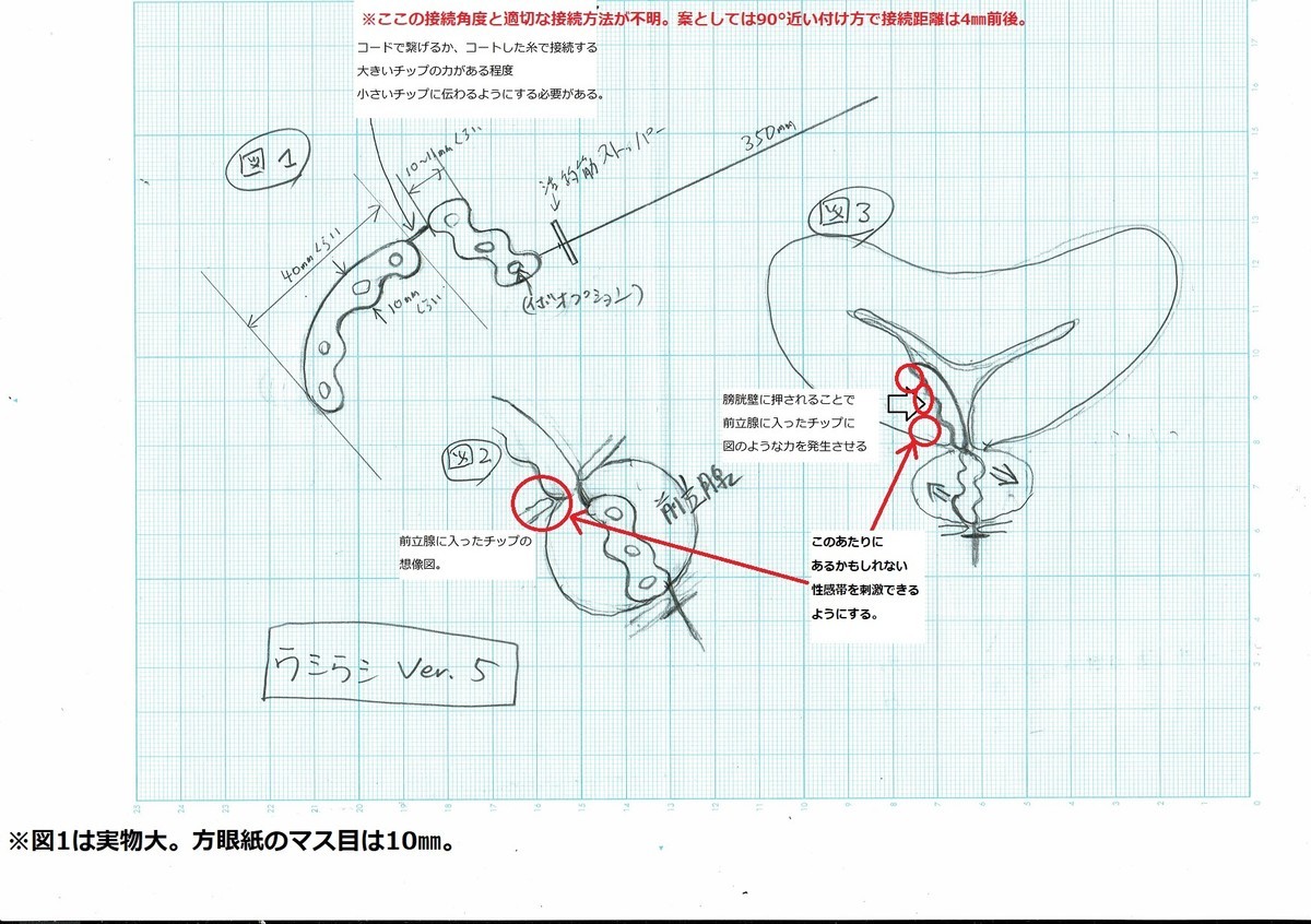大小二つのチップを角度付きでつなぐ初期案