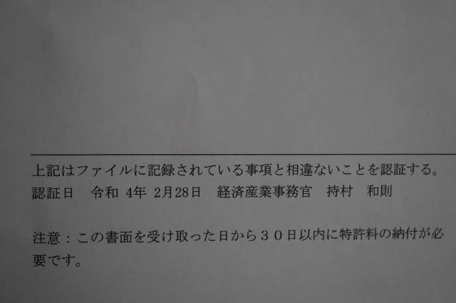 プロステートチップの尿道留置具として特許査定をいただいた報告