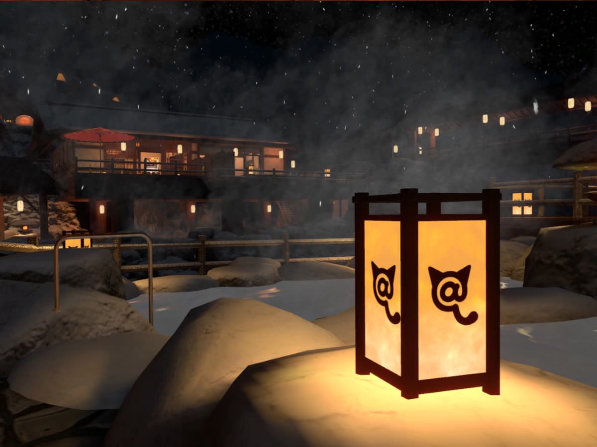 VRChat,温泉ワールド,遠郷の冬めく夜 -Nostalgic Winter Night-