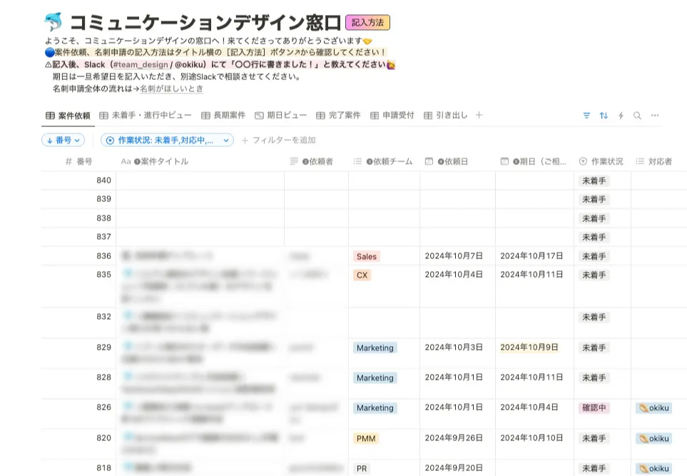 コミュニケーションデザイン窓口の依頼一覧