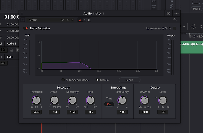 エフェクターとして搭載されている「Noise Reduction」