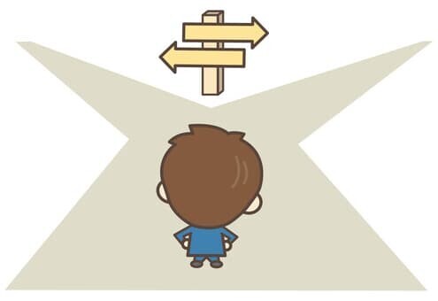 将来の選択を表す岐路のイラスト