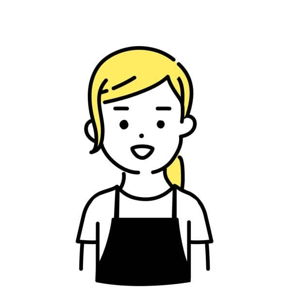 若者がバイトで笑顔で働いているイラスト