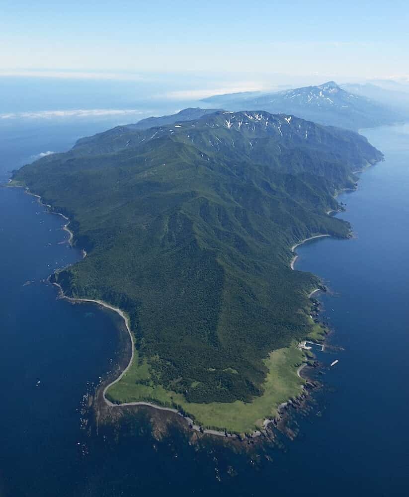 知床半島航空写真