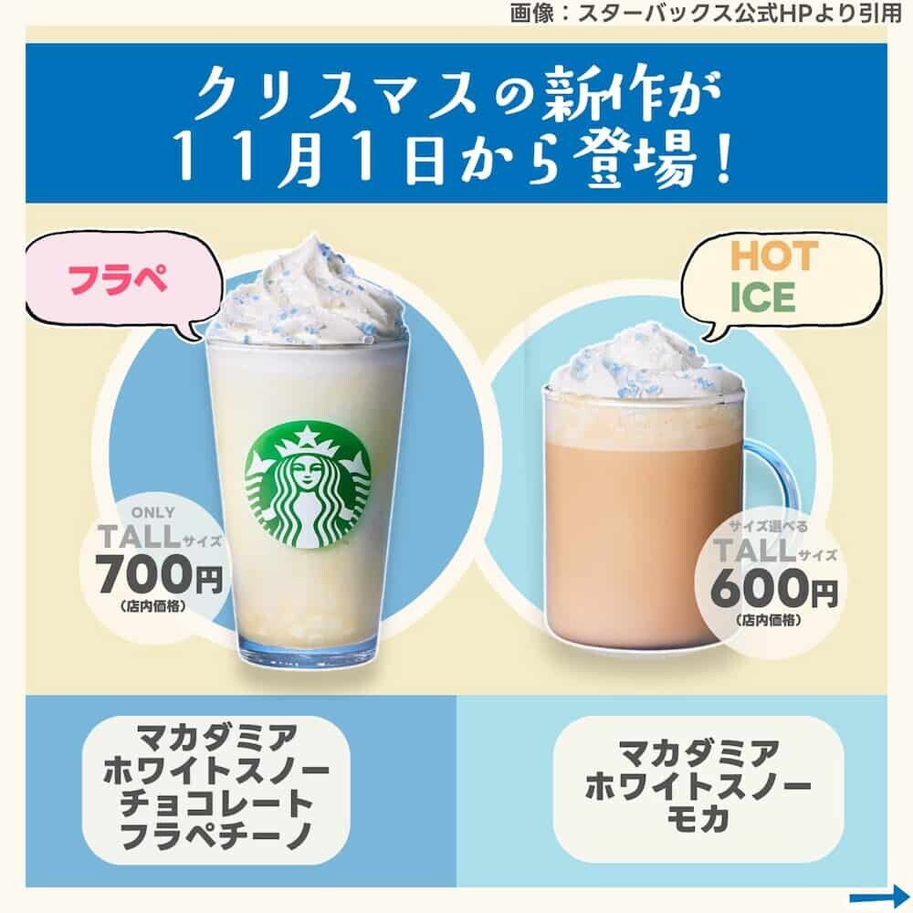スタバ マカダミア ホワイトスノー 価格表示