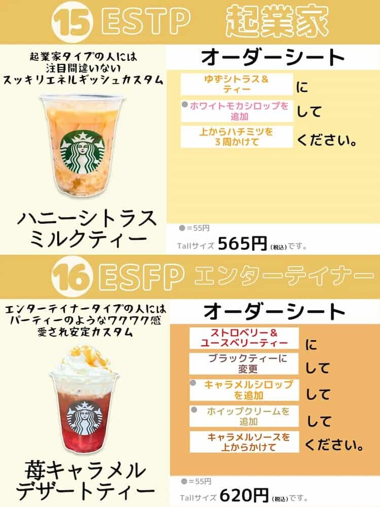 スタバ カスタマイズ オーダーシート