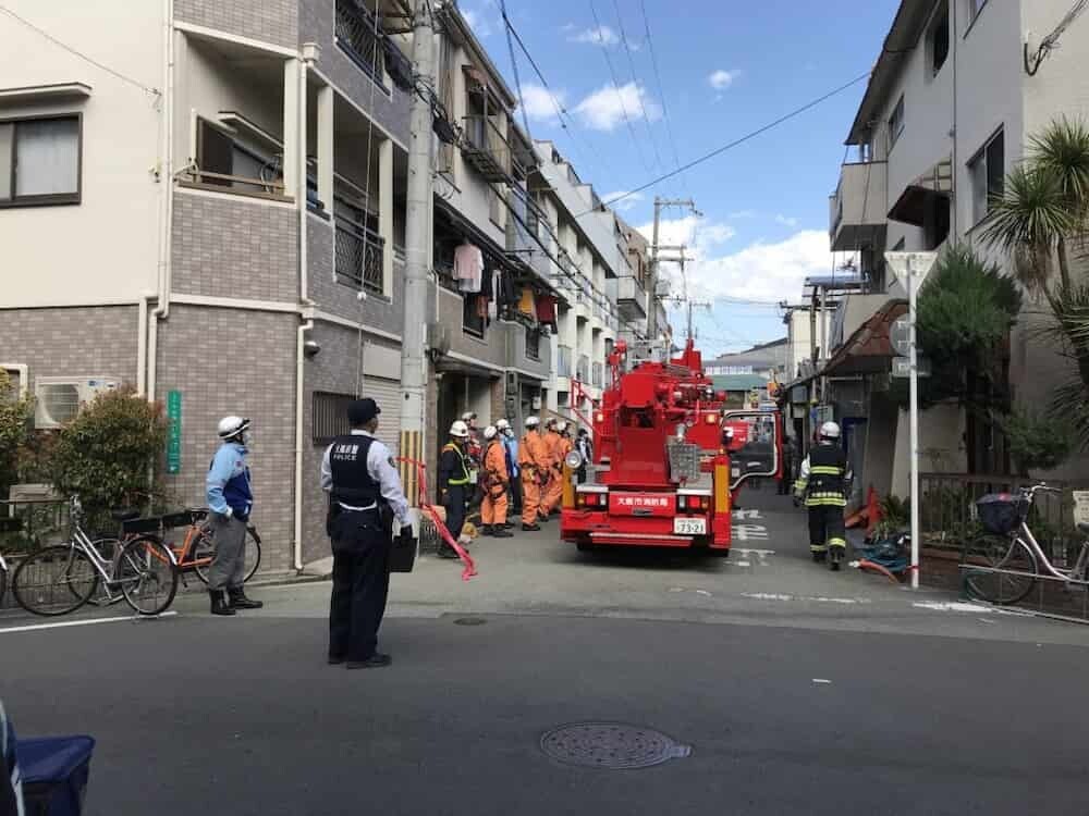 住宅街 消防車
