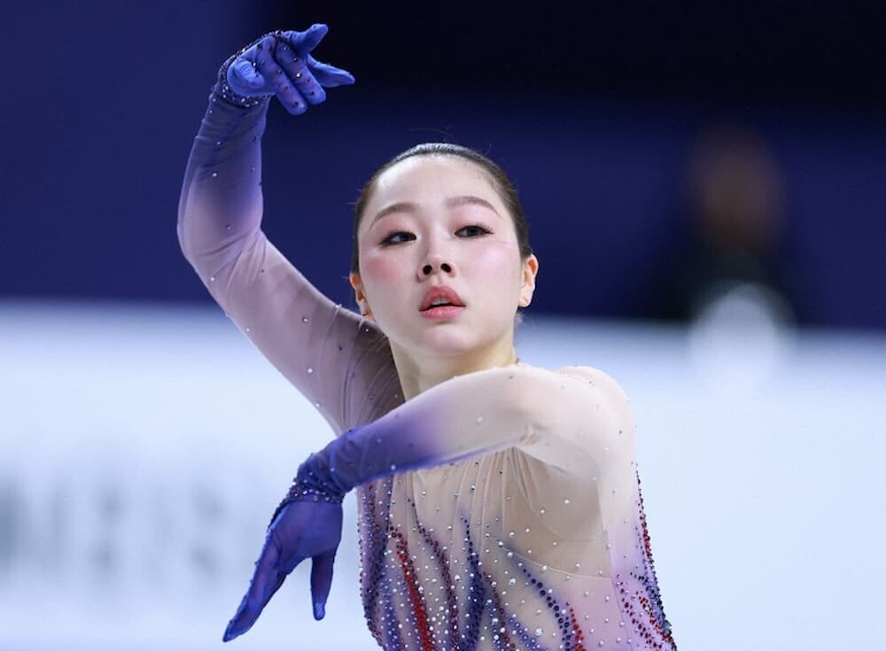 2025年世界フィギュアスケート選手権の樋口新葉選手の演技の様子