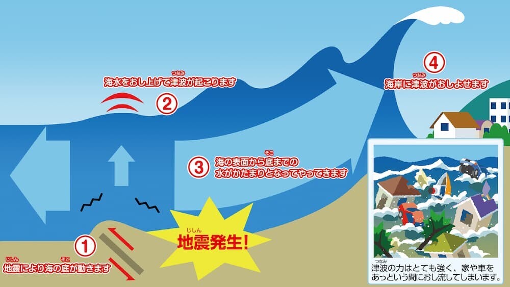 津波発生メカニズム図　気象庁より