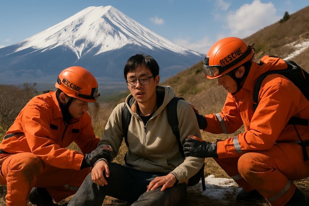 中国籍男子大学生の春の富士山における二度の遭難事故 イメージ