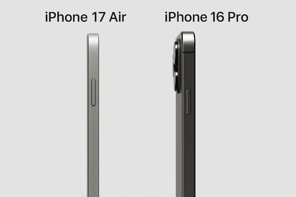 iPhone 17 AirとiPhone 16 Proの厚さ比較　イメージ