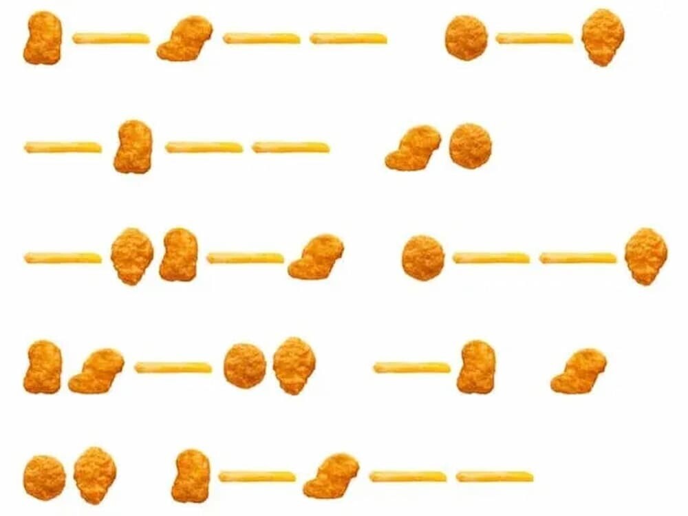 マクドナルド公式Xが「心からの願い」という謎めいたメッセージと共に投稿したのは、白い背景にマックフライポテトとチキンマックナゲットが一定のパターンで並んだ不思議な画像