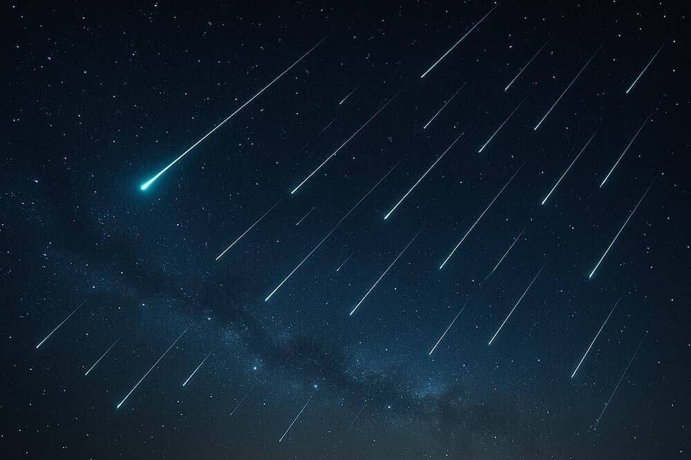 みずがめ座η流星群が夜空を流れる様子