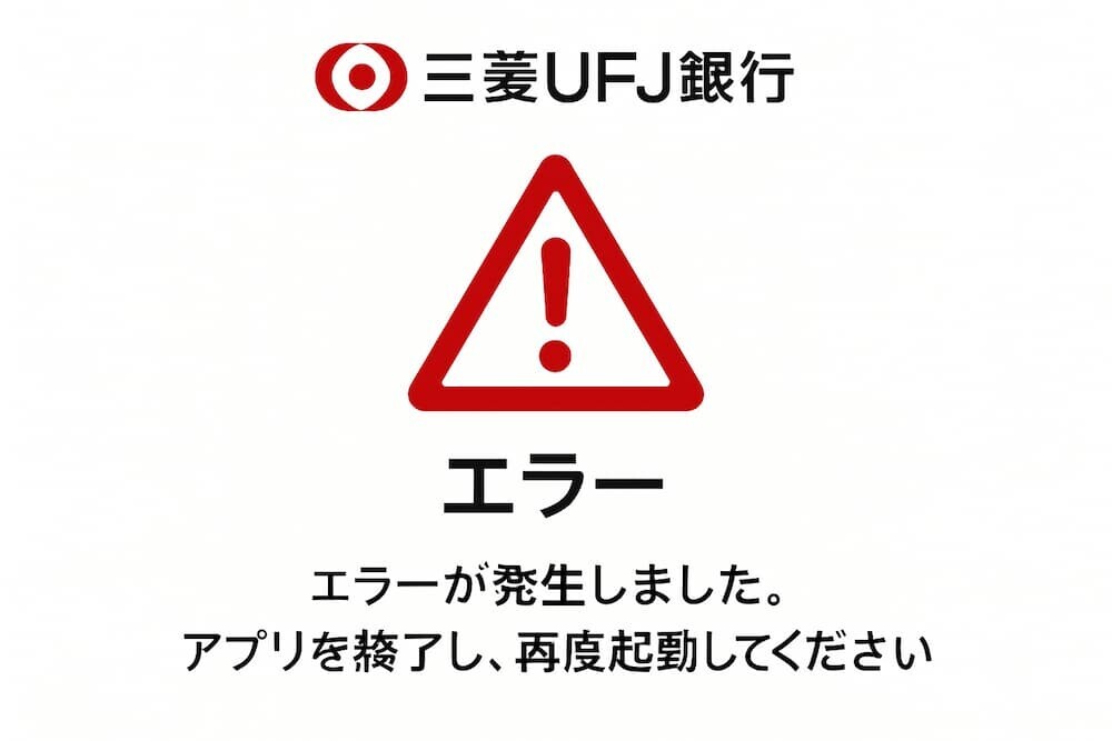 三菱UFJアプリのエラー画面