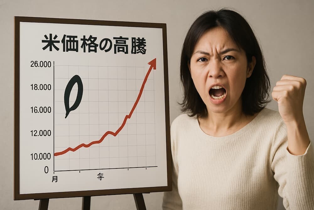 日本の米価格高騰のグラフと怒りの日本消費者