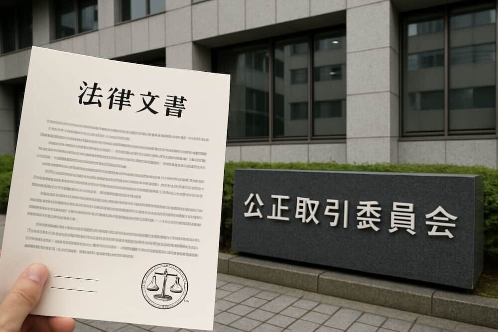 公正取引委員会建物の外観・法的文書のイメージ
