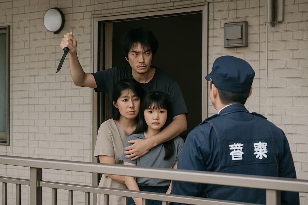 アパートで刃物の男が立てこもり - 母親と妹が人質のイメージ