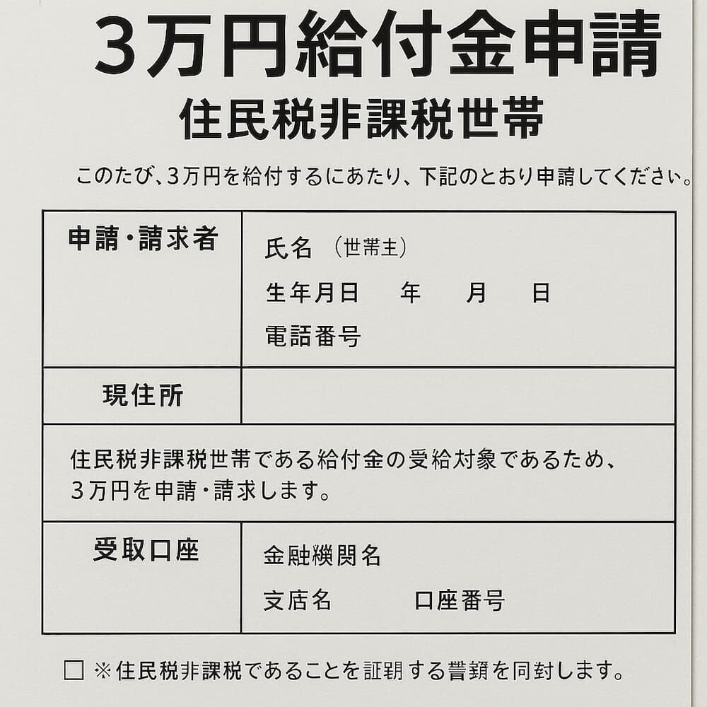 3万円給付金 申請書類 住民税非課税世帯　イメージ