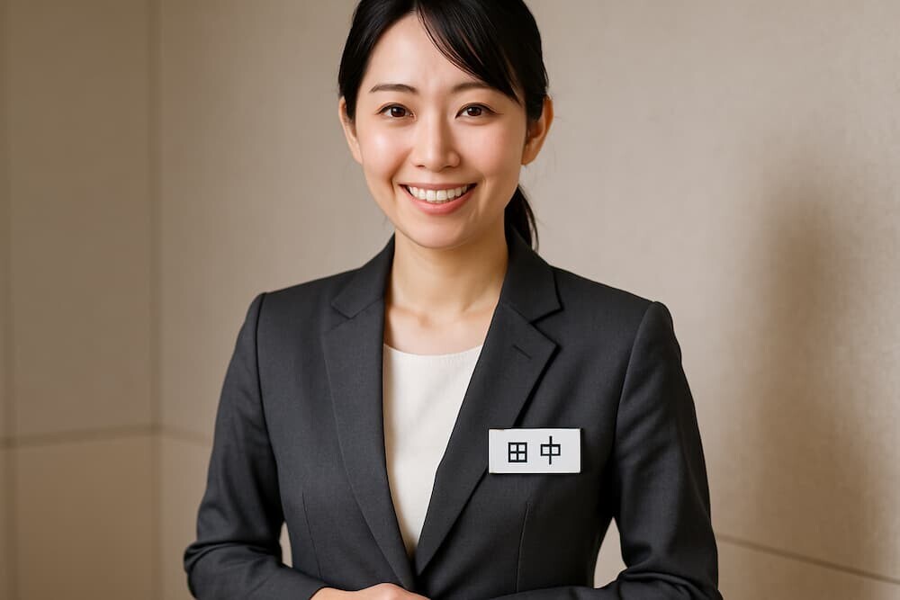 名札をつけた日本人接客スタッフ