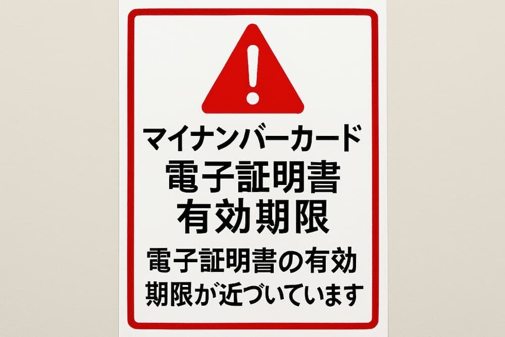 マイナンバーカード 電子証明書 有効期限 警告　イメージ