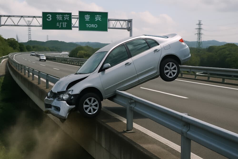 高速道路に車が転落する　イメージ