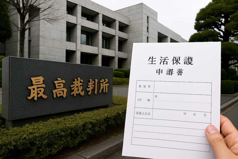 最高裁判所と生活保護の書類　イメージ