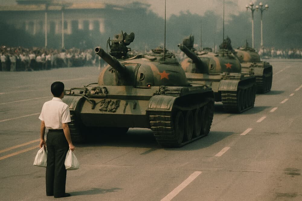 天安門広場 戦車 民主化 1989年 歴史　イメージ