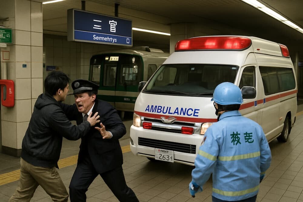 地下鉄三宮駅 運転士暴行事件 救急車　イメージ