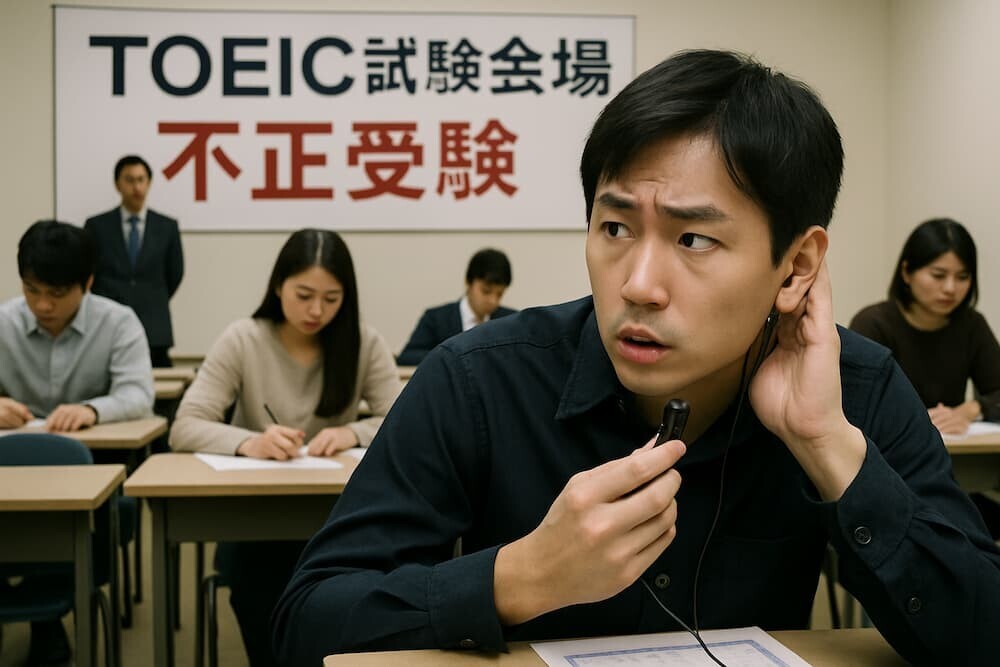 TOEIC試験会場 不正受験 小型マイク 組織的犯行