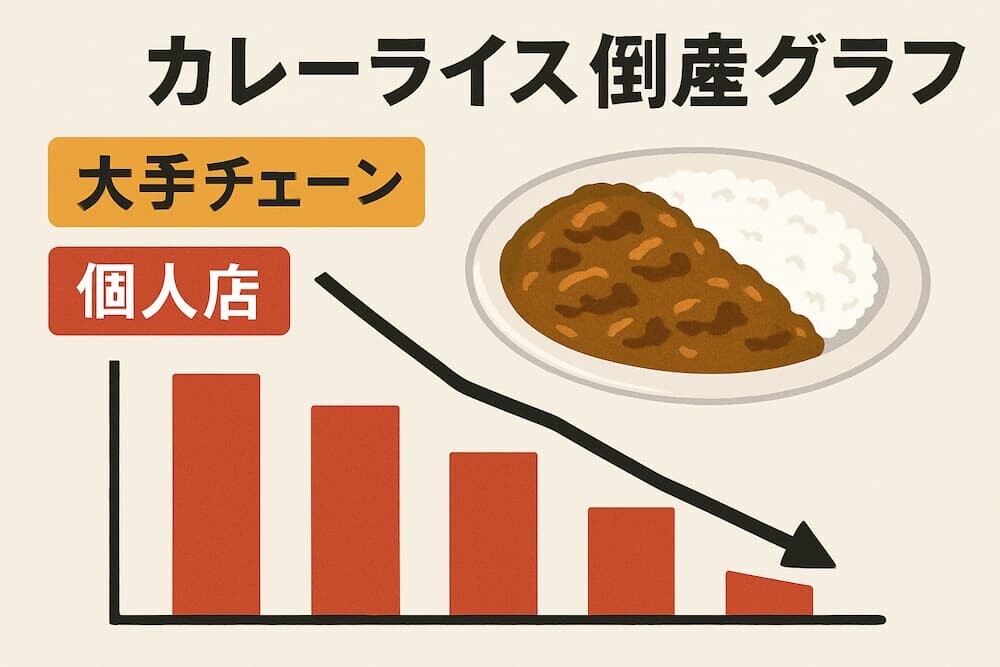 カレーライス 倒産グラフ 大手チェーン個人店対比