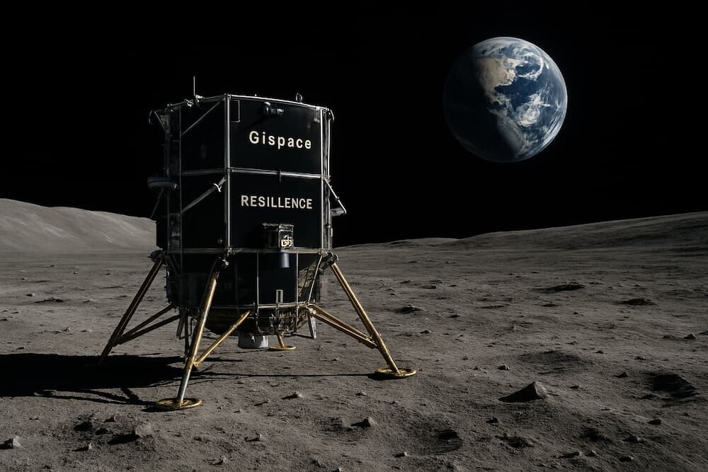  ispace RESILIENCE月着陸船と月面の合成イメージ