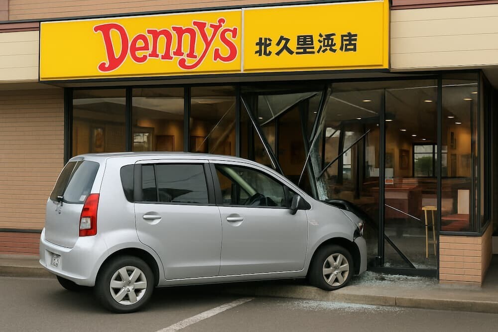 横須賀市根岸町のデニーズ北久里浜店で 軽乗用車が店舗に突っ込む事件　イメージ