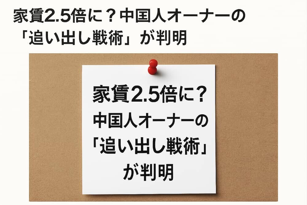 家賃2.5倍に？中国人オーナーの「追い出し戦術」が判明 
