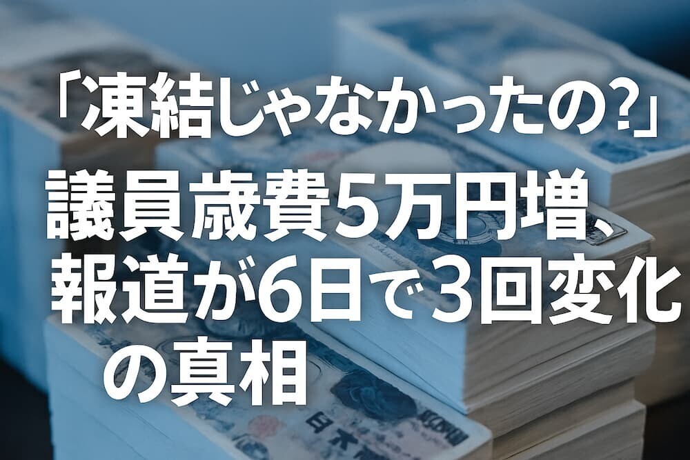 「凍結じゃなかったの?」議員歳費5万円増、報道が6日で3回変化の真相