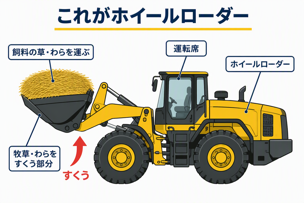 本人が「トラクター」と呼んだのは、牧草を運ぶこの大型重機