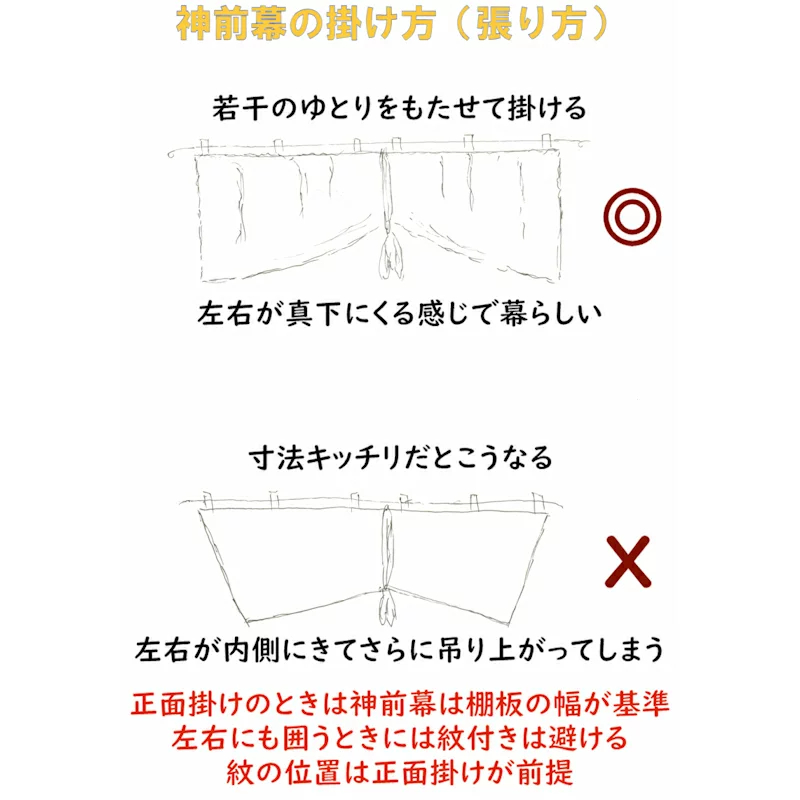 今一度見直してみて 神前幕を格好良く掛けておくならこうする 神棚 上敷き 簾の専門店 おまかせ工房 ブログ