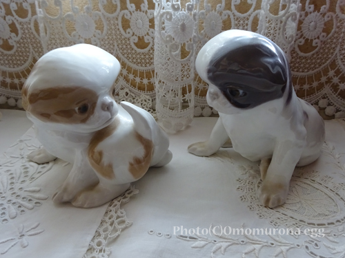 ペキニーズの仔犬たち*ロイヤルコペンハーゲンの陶器フィギュリン - お