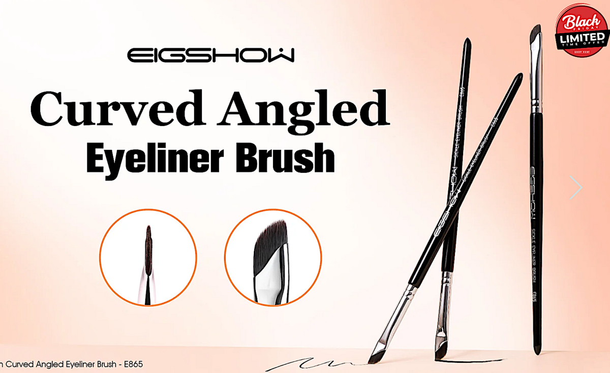 安定性抜群のアイライナーブラシ Eigshow Beauty E865 Curved Angled Eyeliner Brush ブルベ夏