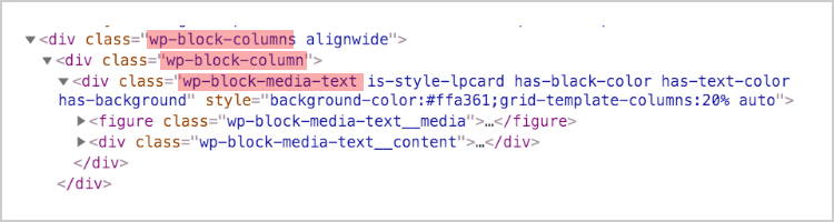 f:id:onfocus:20200918195952p:plain 吐き出されたブロックのクラス名