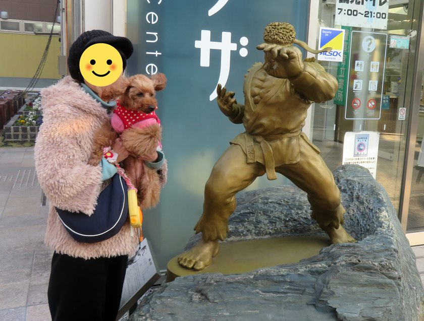 愛犬と巡る！奈良県橿原市のストリートファイター銅像＆デザイン