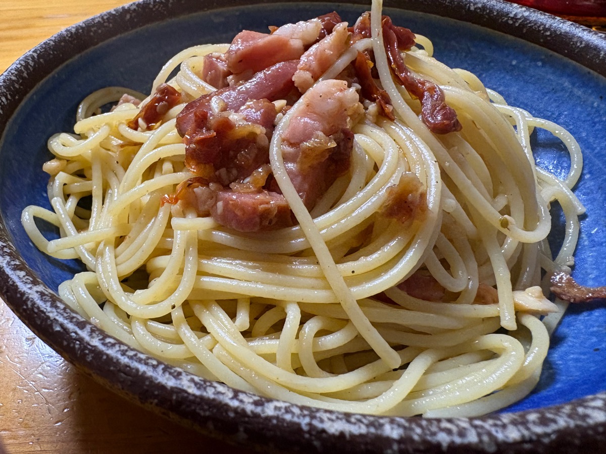 "完成したパスタの写真"