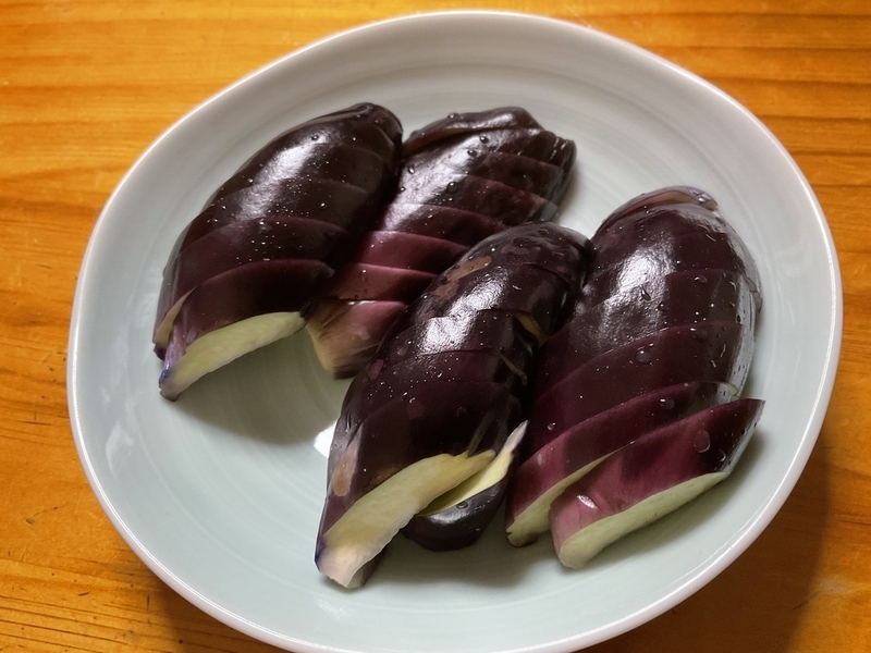 完成したナスのぬか漬けの写真