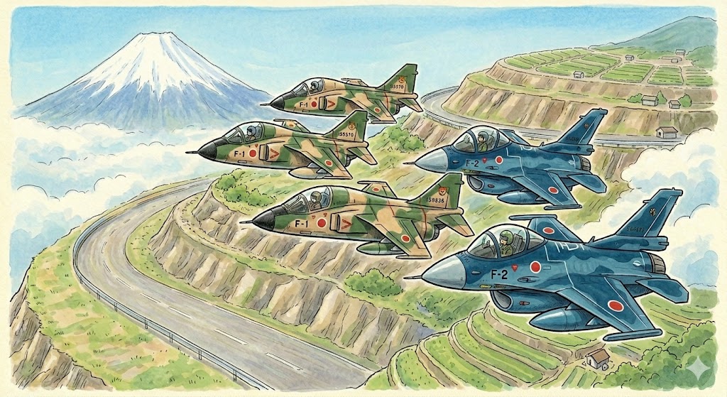 F-1,F-2の編隊飛行