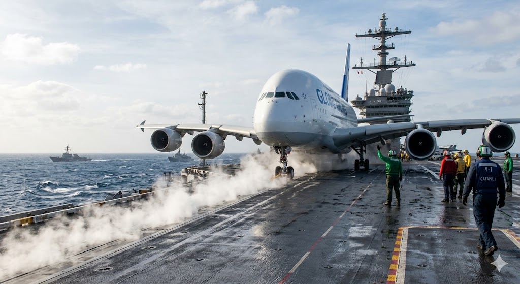 カタパルト発信直前のA-380