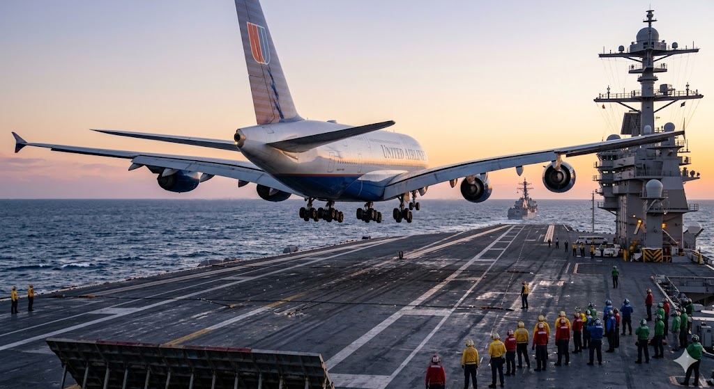 着艦するA-380