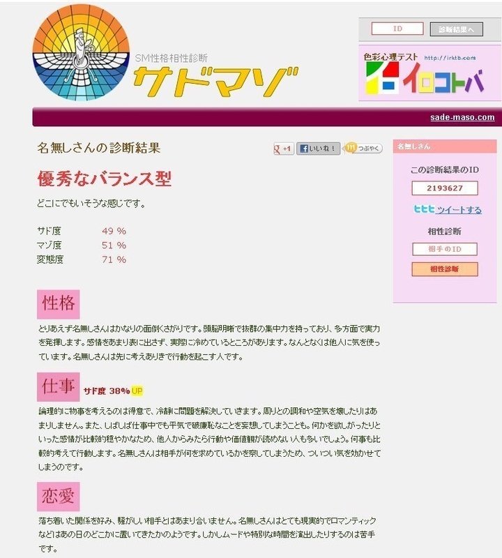 サドマゾ Sm性格相性診断 Ookamigoyaの日記