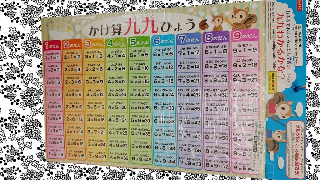 ダイソー　おふろで覚えるこども学習シート