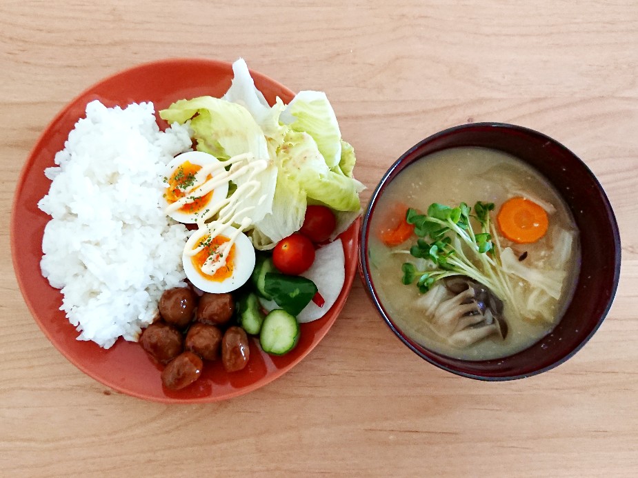 ワンプレートご飯とお味噌汁