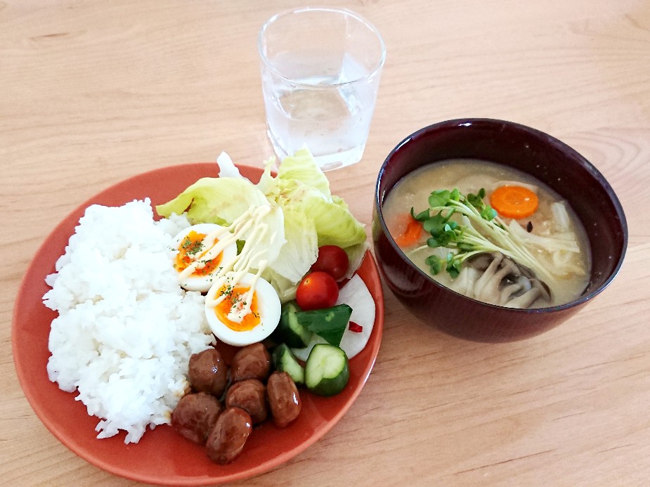 ワンプレートご飯とお味噌汁